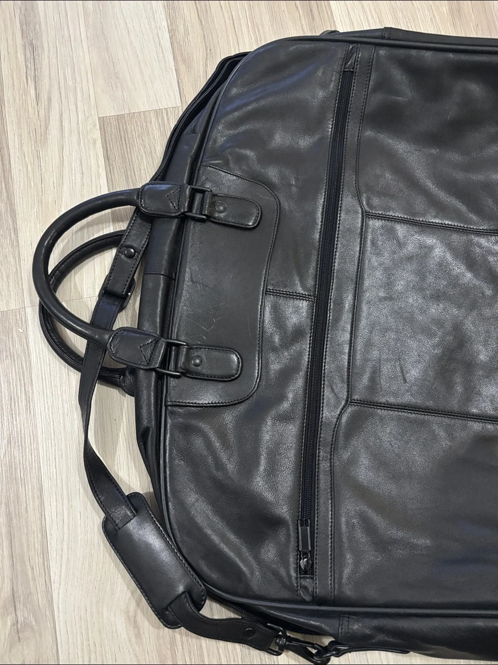 Marco Polo Club Black Leather Men’s Garment Bag‎ - Classic Travel Brief